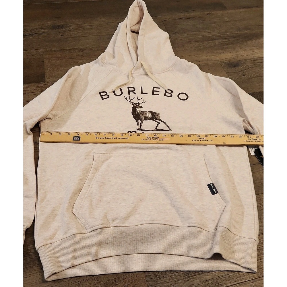 BURLEBO Men's M Fleece Hoodie Soft Midweight Pullover Light Tan Brown Buck New - Picture 4 of 4